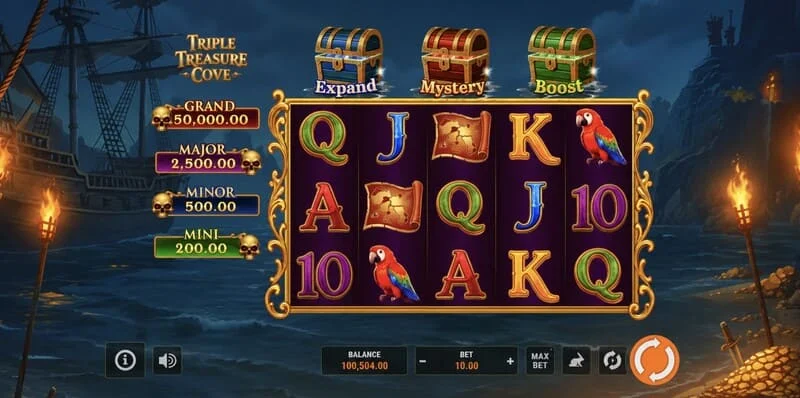Triple Treasure Cove - Ronda de bonificación Hold and Win con monedas
